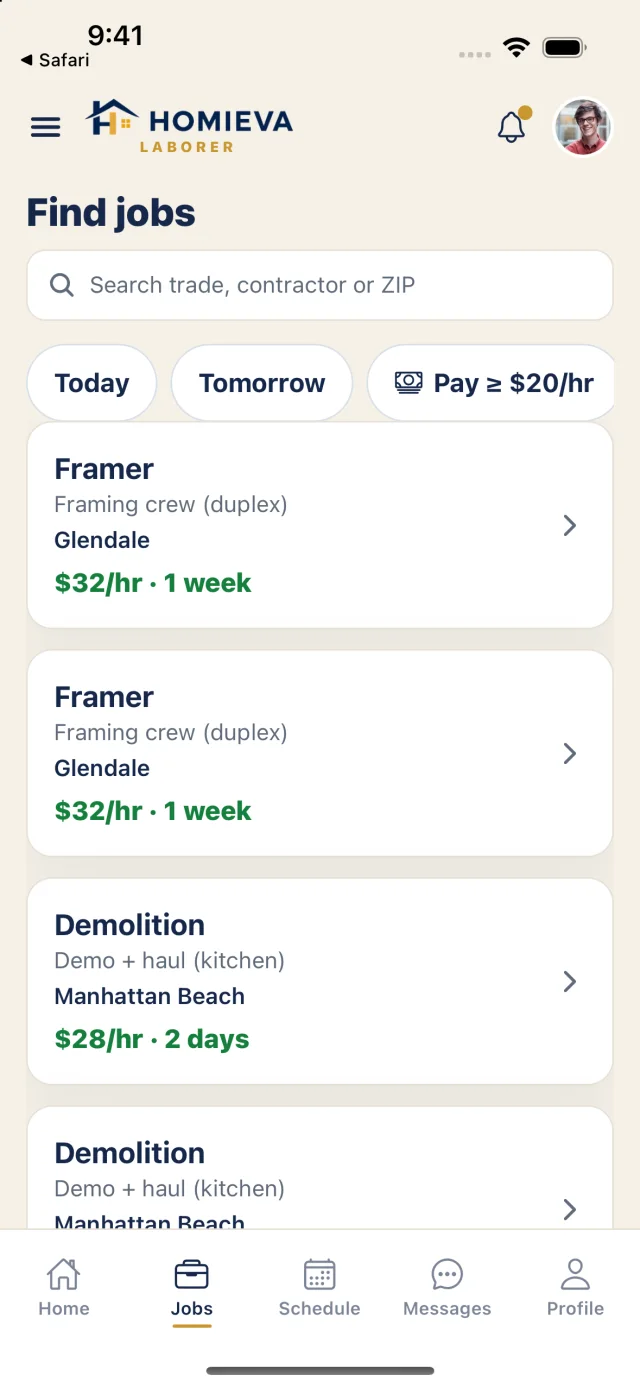 Find jobs: open crew positions with rate and duration